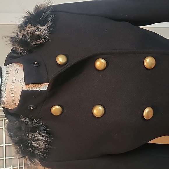 Rachel Zoe Military Style Coat Faux Fur Detail Detachable Hood 6 Like New - Picture 8 of 16